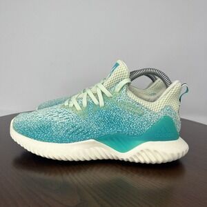 Adidas AlphaBounce Shoes Women 6 Blue White Knit Athletic Running Sneaker CG5578